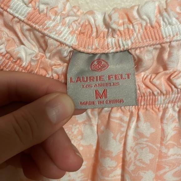 Laurie Felt‎ Tencel Lace Printed Blouse Women’s Size Medium Floral Pink - Picture 8 of 10